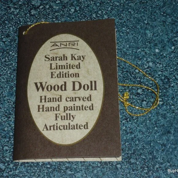 Emily ANRI Wood Carved 14 Doll by Sarah Kay Signed With Basket And Box RARE!
